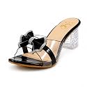 Women39s Transparent Block Heel Sandals with Rhinestone