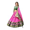 Women's Trending Designeer Tussar Silk Lehenga Choli Print with Foil Work With Unstitched Blouse Patola Print Adorned with Foil Work For Navrati || Wedding