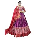 Women's Trending Designeer Tussar Silk Lehenga Choli Print with Foil Work With Unstitched Blouse Patola Print Adorned with Foil Work For Navrati || Wedding