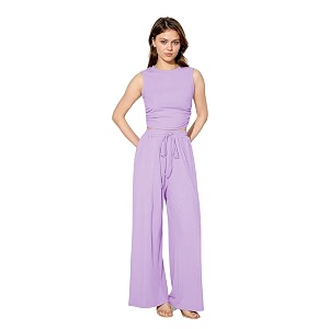 Womens Two-Piece Co-ord Sets-Crop Top and Wide-Leg