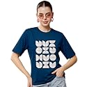 Women39s Typography Round Neck Cotton-Blend T-Shirts Oversized