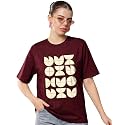 Women39s Typography Round Neck Cotton-Blend T-Shirts Oversized