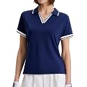 Women's V-Neck Golf Polo Shirt, Soft Stretch UPF 50+