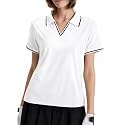 Women's V-Neck Golf Polo Shirt, Soft Stretch UPF 50+