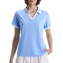 Women's V-Neck Golf Polo Shirt, Soft Stretch UPF 50+