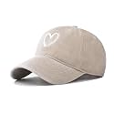 Women's Vintage Washed Baseball Cap Adjustable Cute Heart Graphic Cotton Dad Hat
