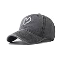 Women's Vintage Washed Baseball Cap Adjustable Cute Heart Graphic Cotton Dad Hat