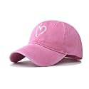 Women's Vintage Washed Baseball Cap Adjustable Cute Heart Graphic Cotton Dad Hat