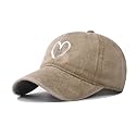 Women's Vintage Washed Baseball Cap Adjustable Cute Heart Graphic Cotton Dad Hat