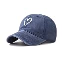 Women's Vintage Washed Baseball Cap Adjustable Cute Heart Graphic Cotton Dad Hat