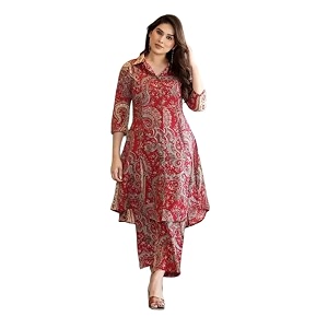 Womens Viscose Printed Straight Kurta with Pant