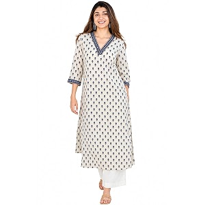 Womens Viscose Rayon Printed A-Line Kurta -