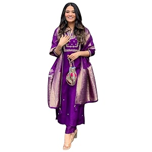 Womens Viscose Silk Heavy Embroidered Straight Kurta