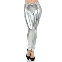 Women39s Wet Look Shiny Faux Leather Metallic