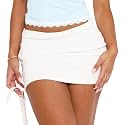 Women's White Mini Skirt Mid-Waist Stretch Fitted Bodycon Short Mini Skirts 0022