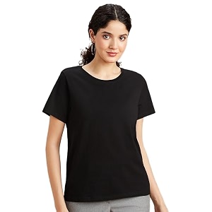 Womens White Round Neck Short Sleeve T-Shirt