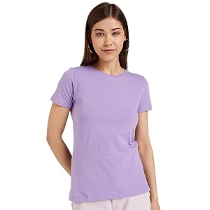 Womens White Round Neck Short Sleeve T-Shirt