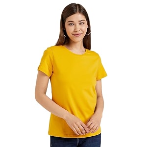 Womens White Round Neck Short Sleeve T-Shirt
