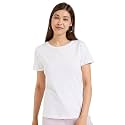 Women39s White Round Neck Short Sleeve T-Shirt
