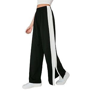 Womens Wide Leg Track Pants with Side