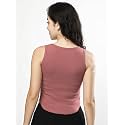 TICKLED PINK Women's &amp; Teen Girls Ribbed Sleeveless Round Neck Curved Hem Tank Top – Stretchy Slim Fit Summer Crop Top