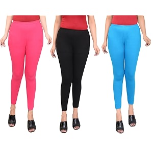 Women Ankle Length Leggings Combo Multicolour Stretchable