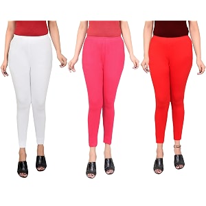 Women Ankle Length Leggings Combo Multicolour Stretchable