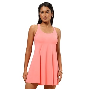 women bliss swim dress - racerback  racerback design  adjustable straps  upf 40  in-built cups