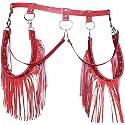 Women Body Harness Garter Punk Leather Waist Belts with Fringe Gothic Leg Tassel Belt for Dress Festival Dance Consume