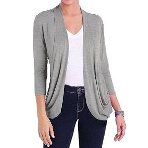 Women Casual Lightweight Cardigan 3 4 Sleeve