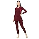 Women Color Block Full Coverage One Piece Swimsuit with Removable Chest Pads Front Zipper Frock Style Design Swimming Costume