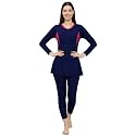 Women Color Block Full Coverage One Piece Swimsuit with Removable Chest Pads Front Zipper Frock Style Design Swimming Costume