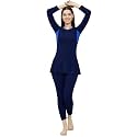 Women Color Block Full Coverage One Piece Swimsuit with Removable Chest Pads Front Zipper Frock Style Design Swimming Costume