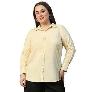 Women Cotton Comfort Plus Size Yellow Striped