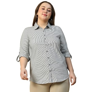 Women Cotton Comfort Plus Size Yellow Striped