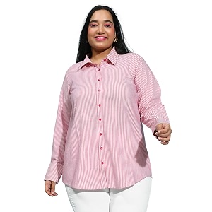 Women Cotton Comfort Plus Size Yellow Striped