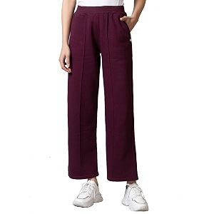 Women Cotton Fleece Solid Track Pant