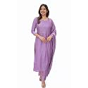 Women Cotton Kurta Pant Set with Chanderi