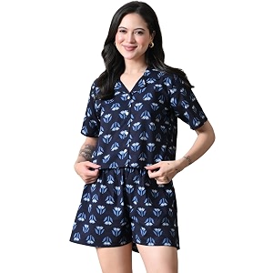 Women Cotton Pajama Set Shirt Shorts