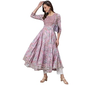 Women Cotton Printed Round Neck 3 4