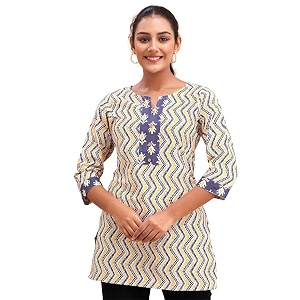 feranoid Women Cotton Printed Short Kurti