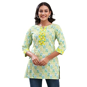 feranoid Women Cotton Printed Short Kurti