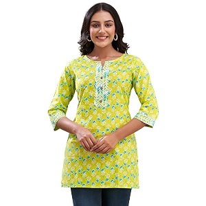 feranoid Women Cotton Printed Short Kurti