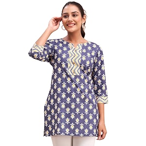 feranoid Women Cotton Printed Short Kurti
