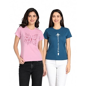 Women Cotton Printed T-Shirt Combo Pack of