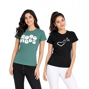 Women Cotton Printed T-Shirt Combo Pack of