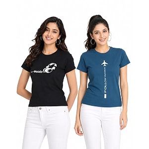 Women Cotton Printed T-Shirt Combo Pack of