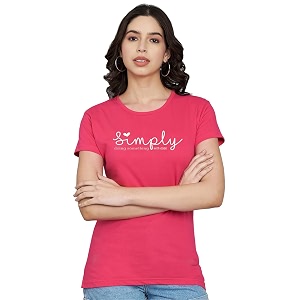 Women Cotton Regular Fit Round Neck T-Shirt