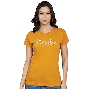 Women Cotton Regular Fit Round Neck T-Shirt