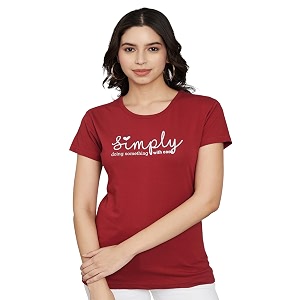 Women Cotton Regular Fit Round Neck T-Shirt
